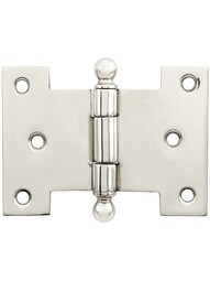 Solid-Brass Parliament Hinge with Ball Tips - 2 1/4 inch x 3 inch in Polished Nickel.